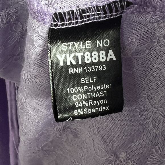 Pol Kimono Cardigan Women's L Purple Boho Lace Embroidered Color Block - Picture 4 of 7